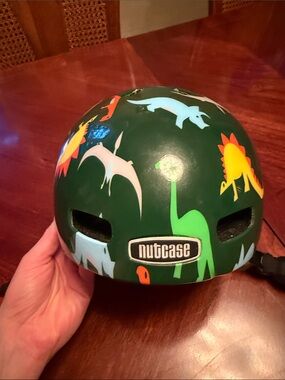Nutcase Helmet- XXS - Dark Green Dinosaur